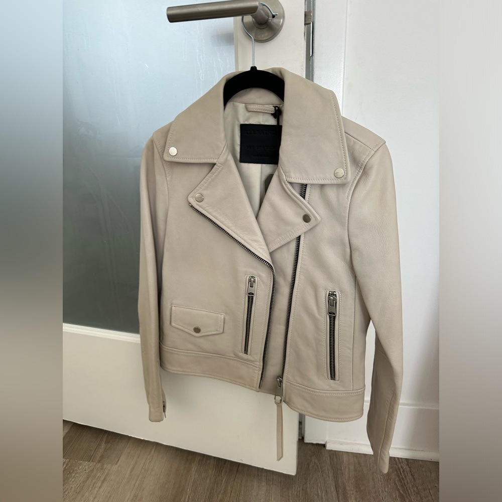 All saints cream moto jacket
